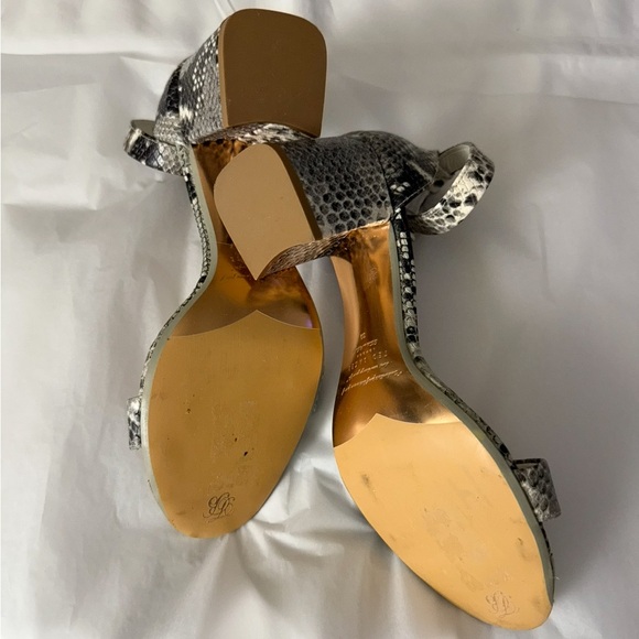 Ted Baker London Leather Embossed Snakeskin Block Heel Sandals - Picture 7 of 11